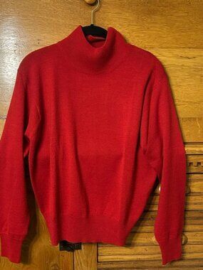 Evan Picone Red Mock Turtle Neck Acrylic/Wool Sweater